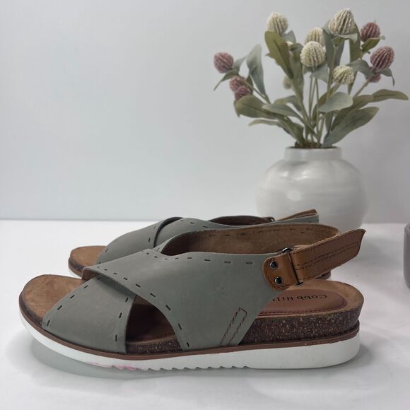 Cobb Hill Shoes - Cobb Hill Slingback Cross Strap Leather Sandals Sage CI7772 Women's 8.5 Tried on